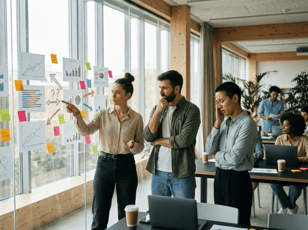 firefly gemini flash 1. fotografía fotorrealista de tres jóvenes profesionales de marketing (25–35 años) f 787674