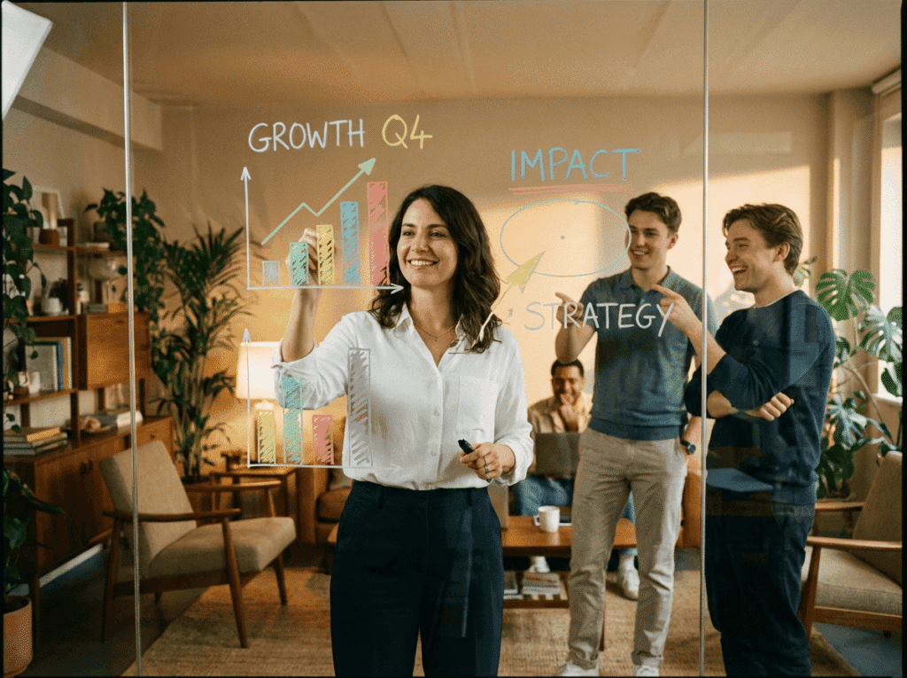 firefly gemini flash 1. fotografía fotorrealista de una mujer profesional de unos 30–35 años dibujando grá 787674