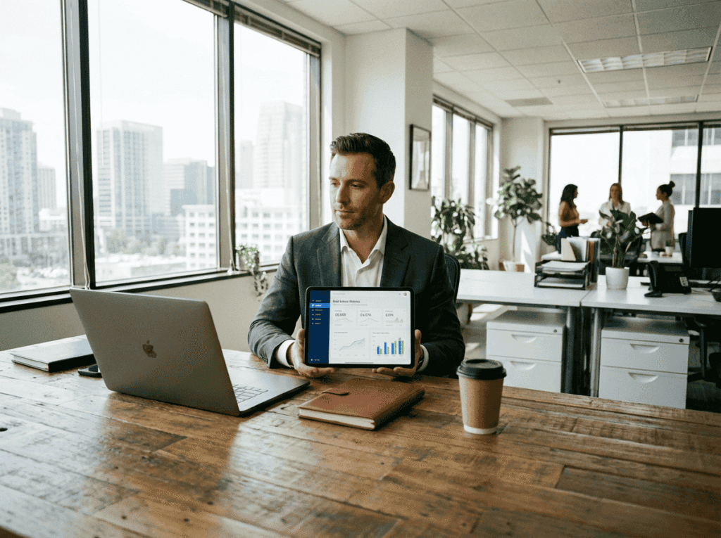 fotografía fotorrealista de un agente inmobiliario moderno de unos 35 años, en una of 289008 fotografía fotorrealista de un agente inmobiliario moderno de unos 35 años, en una of 289008