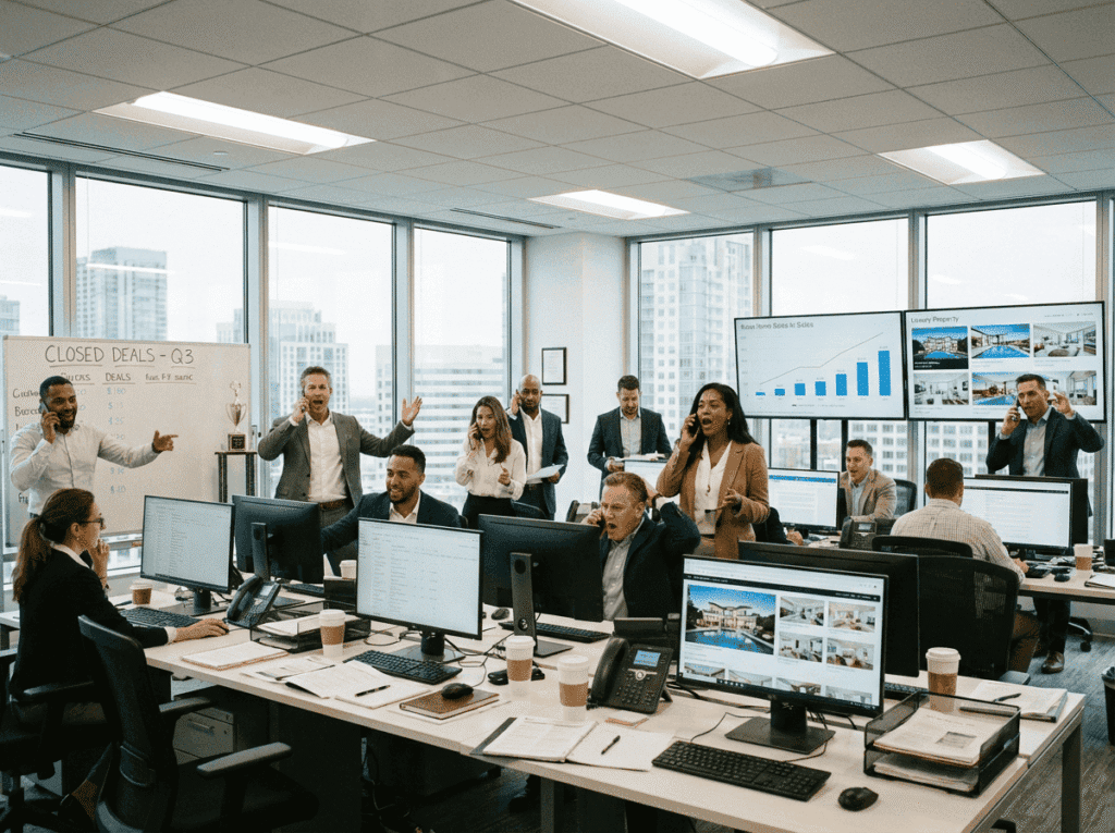 firefly gemini flash fotografía fotorrealista de un equipo de brokers inmobiliarios de 30 45 años en un op 289008